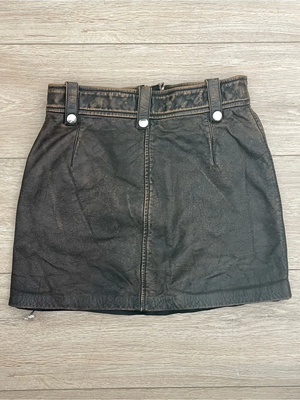 Diesel L-Emilia Skirt Brown  Cowhide Leather, Aged